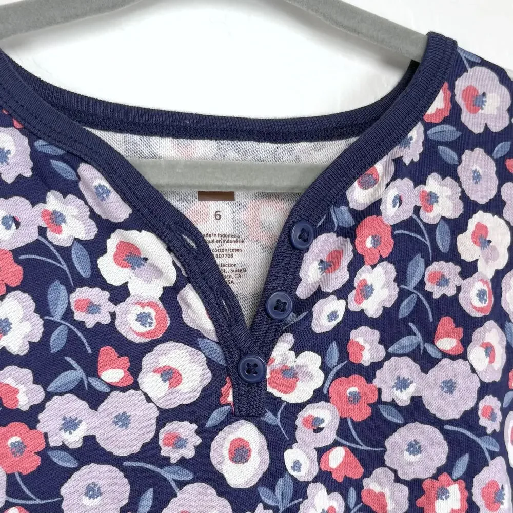 Tea Collection Girls Floral Long Sleeve Dress Size 6 Party Casual School Cotton